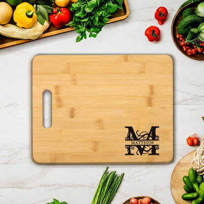 Engraved Personalized Chopping Board, Bamboo Cutting Board with Monogram, Housing Warming Gift for Newlyweds, Wedding Anniversary Gifts