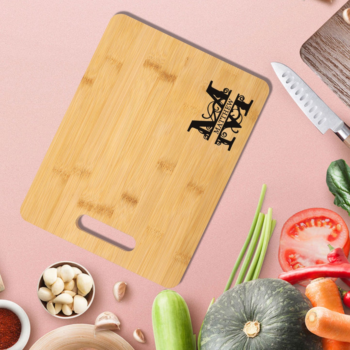 Engraved Personalized Chopping Board, Bamboo Cutting Board with Monogram, Housing Warming Gift for Newlyweds, Wedding Anniversary Gifts