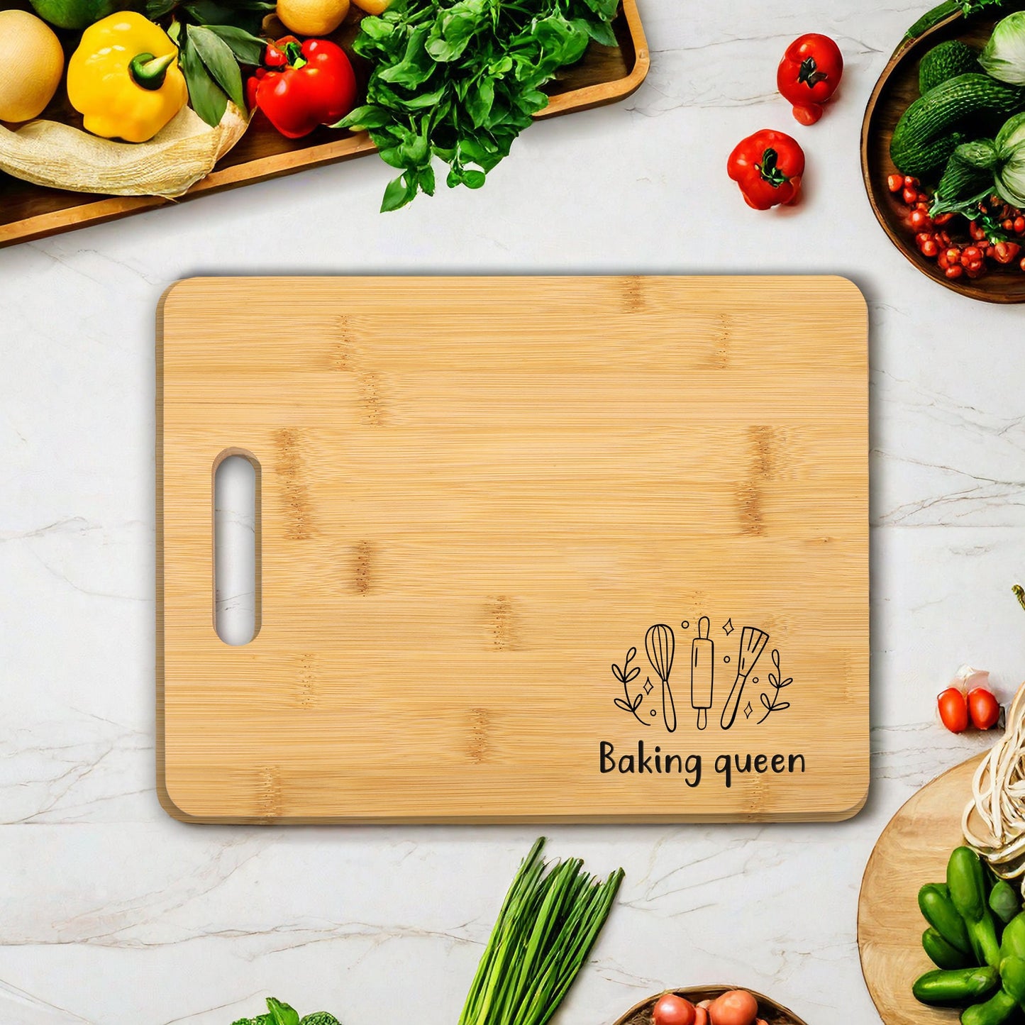 Personalized Bamboo Cutting Board, Custom Chopping Board, Engraved Cutting Board with Hidden Side Handle, Birthday Anniversary Gifts