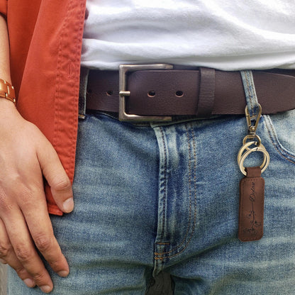 Custom Leather Keychain, Personalized Leather Keychain, Name Birth Flower Key Chain, Custom Pattern + Text Key Fob for Men Women, Christmas