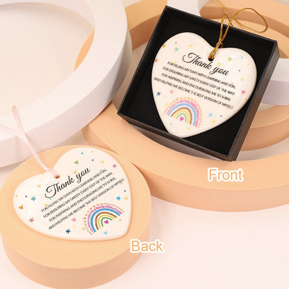 Souvenir Ornament, Heart Ornament, Ceramic Ornament, Heart Plaque, Couple Ornament, Heart Shaped Car Charm, Thank You Gifts for Mom/Friends