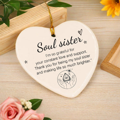 Souvenir Ornament, Heart Ornament, Ceramic Ornament, Heart Plaque, Couple Ornament, Heart Shaped Car Charm, Thank You Gifts for Mom/Friends