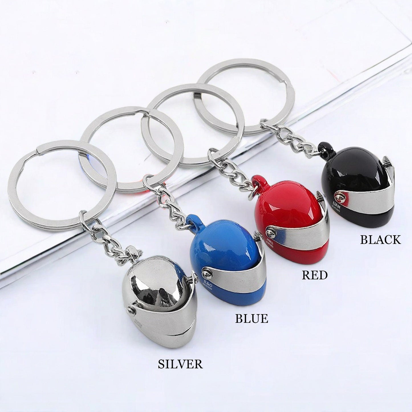 Custom Motorbike Helmet Keychain, Personalized Name Motorcycle Key Ring, Biker Key Ring Keyring Men, Christmas Birthday Gift for Dad Husband