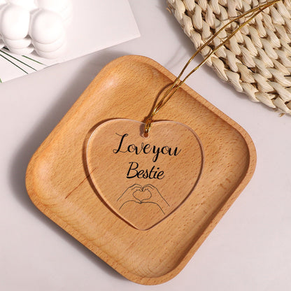 Engaged Acrylic Ornament, Christmas Acrylic Ornament, Heart Ornament, Printed Acrylic Ornament, Thank You Gift for Mom Friend Couple Family