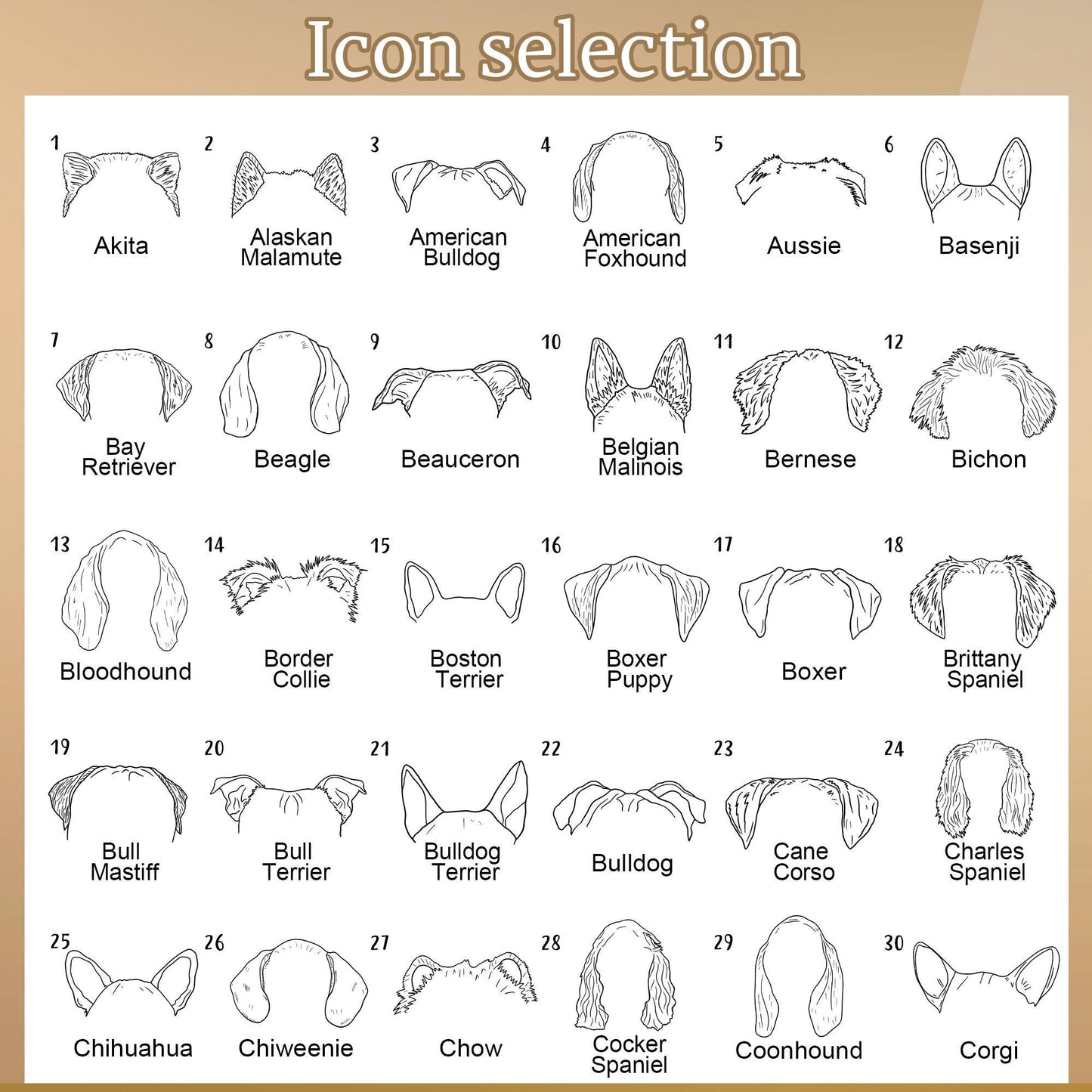 Dog Ears Outline Tag Keychain, Personalized Dog ID Tag, Custom Dog Breed Ears Tag, Engraved Pet Name Tag, Round Pet Tag, Gift for Dog Parent