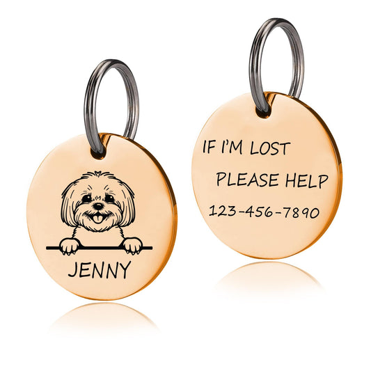 Personalized Pet Tag - Custom Dog ID Tag - Dog Portrait Tag - Engraved Pet Name Tag - Stainless Steel Dog Collar Tag - Gifts for your Pet