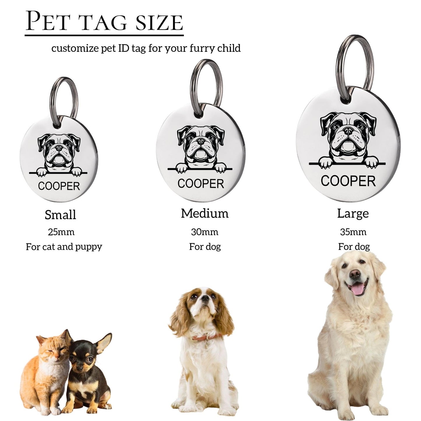 Personalized Pet Tag - Custom Dog ID Tag - Dog Portrait Tag - Engraved Pet Name Tag - Stainless Steel Dog Collar Tag - Gifts for your Pet