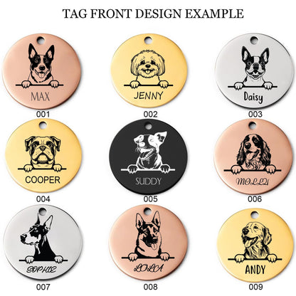 Personalized Pet Tag - Custom Dog ID Tag - Dog Portrait Tag - Engraved Pet Name Tag - Stainless Steel Dog Collar Tag - Gifts for your Pet