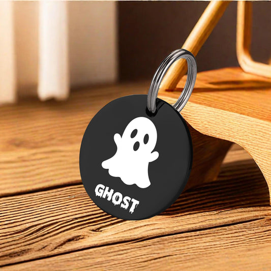 Custom Dog Tag - Personalized Pet Tag - Engraved Cat Name Tag - Dog ID Tag - Halloween Pet Tag - Round Cat Tag - Halloween Gifts for Pets