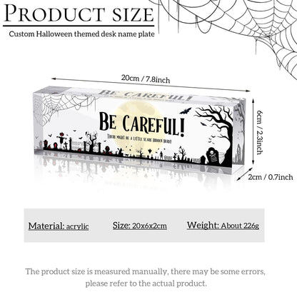 Personalized Halloween Name Plaque, Custom Acrylic Name Plate, Desk Name Plaque, Desk Name Sign, Halloween Gifts for Lover Family Friends