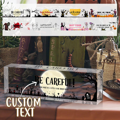 Personalized Halloween Name Plaque, Custom Acrylic Name Plate, Desk Name Plaque, Desk Name Sign, Halloween Gifts for Lover Family Friends