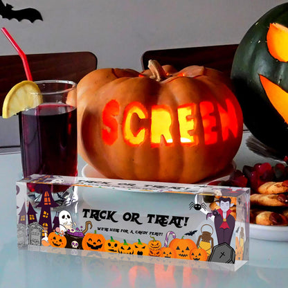 Personalized Halloween Name Plaque, Custom Acrylic Name Plate, Desk Name Plaque, Desk Name Sign, Halloween Gifts for Lover Family Friends