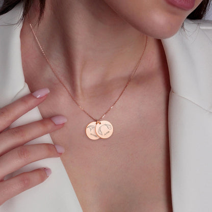 Personalized Pet Memorial Jewelry, Dog Breed Ears Necklace, Engraved Name Necklace, Custom Dog Ear Round Disc Jewelry, Gift foe Dog Lover