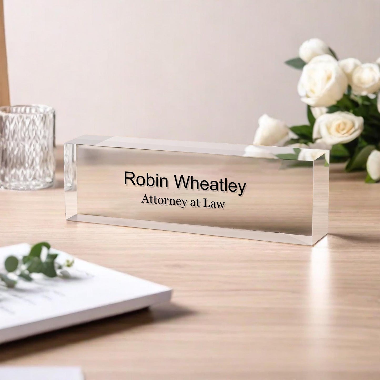 Personalized Desk Sign, Acrylic Name Block, Desk Name Block, Clear Desk Plaque, Office Decor, Promotion Gifts for Leaders and Colleagues