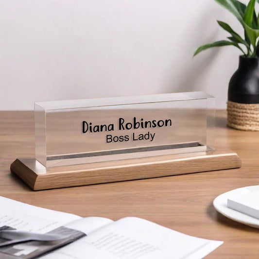 Personalized Desk Sign, Acrylic Name Block, Desk Name Block, Clear Desk Plaque, Office Decor, Promotion Gifts for Leaders and Colleagues