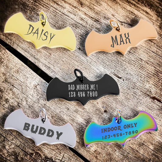 Bat Pet Tag - Bag Shape Tag - Bat Dog Tag - Dog Name Tag - Pet ID Tag - Pet Collar Tag - Halloween Dog Tag - Custom Pet Tag - Halloween Gift