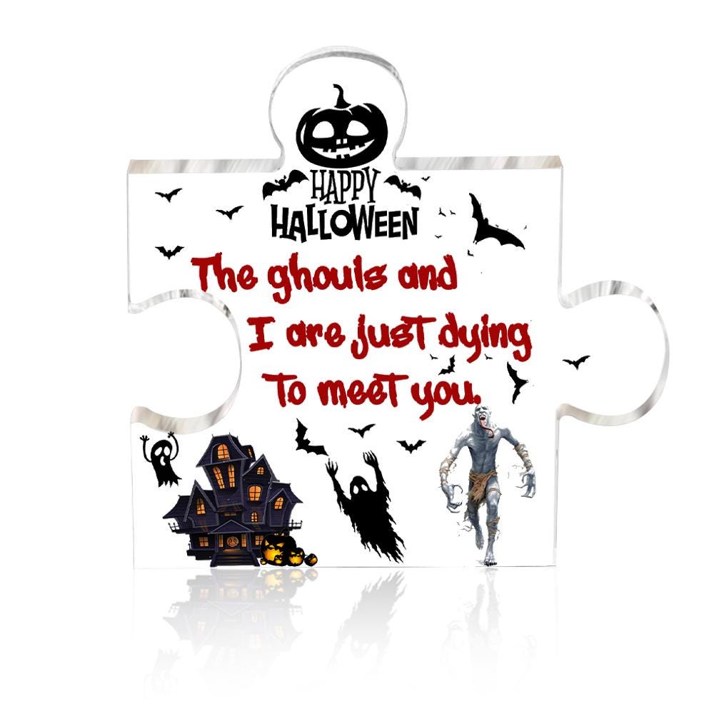 Halloween Acrylic Puzzle, Puzzle Acrylic Sign Decor, Halloween Acrylic Plaque, Ghost Acrylic Puzzle Plaque Block, Halloween Gifts for Her