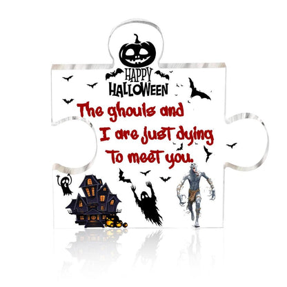 Halloween Acrylic Puzzle, Puzzle Acrylic Sign Decor, Halloween Acrylic Plaque, Ghost Acrylic Puzzle Plaque Block, Halloween Gifts for Her