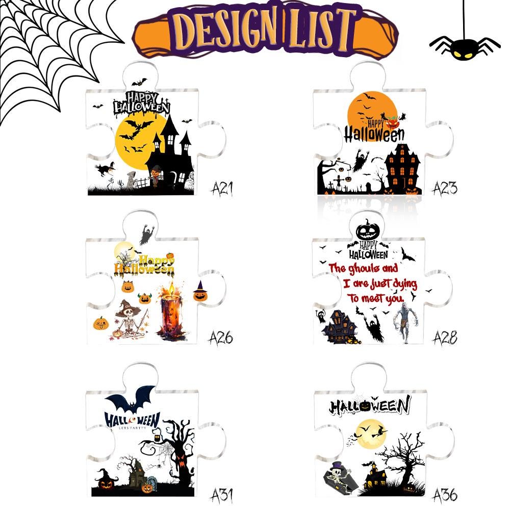 Halloween Acrylic Puzzle, Puzzle Acrylic Sign Decor, Halloween Acrylic Plaque, Ghost Acrylic Puzzle Plaque Block, Halloween Gifts for Her