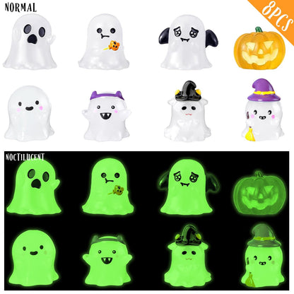 Cute Glowing Ghost Decor - Halloween Luminous Ghost Decor Set - Spooky Pumpkin Car Accessories - Ghost Luminous Decoration - Halloween Gifts