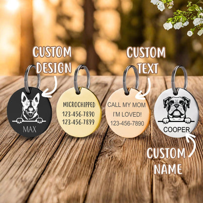 Personalized Pet Tag - Custom Dog ID Tag - Dog Portrait Tag - Engraved Pet Name Tag - Stainless Steel Dog Collar Tag - Gifts for your Pet