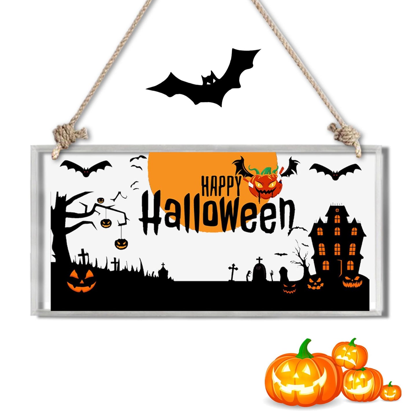 Halloween Door Sign - Halloween Acrylic Door Hanger with Twine - Pumpkin Ghost Acrylic Sign - Home Decoration - Halloween Gifts for Her