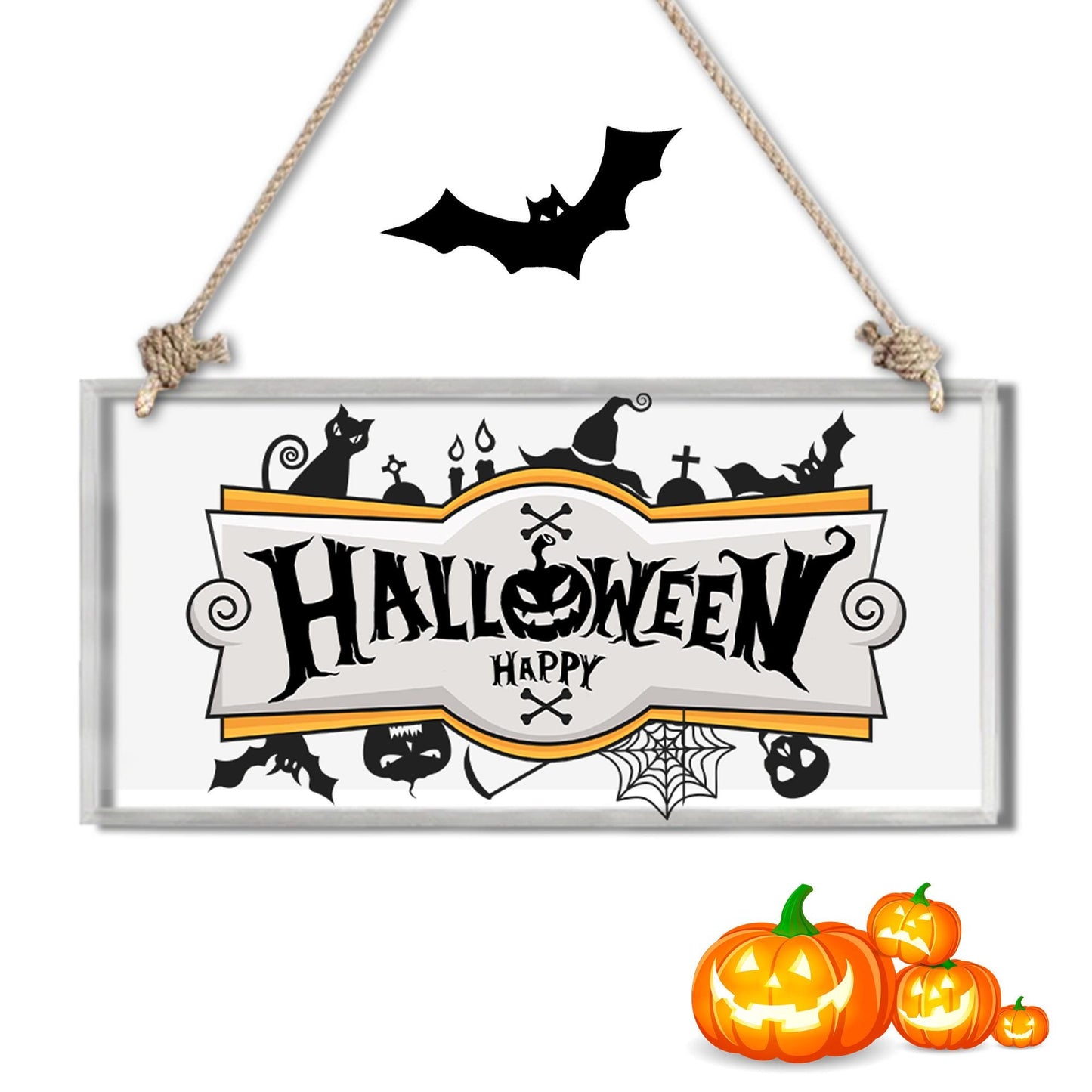 Halloween Door Sign - Halloween Acrylic Door Hanger with Twine - Pumpkin Ghost Acrylic Sign - Home Decoration - Halloween Gifts for Her