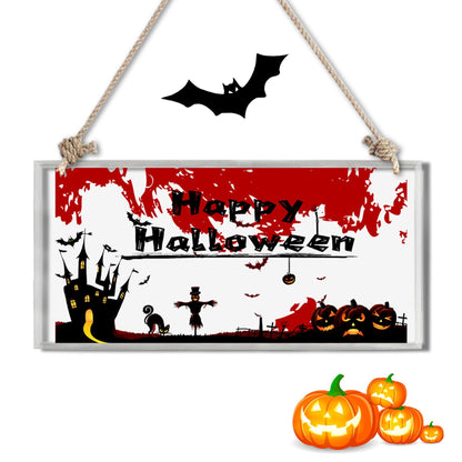 Halloween Door Sign - Halloween Acrylic Door Hanger with Twine - Pumpkin Ghost Acrylic Sign - Home Decoration - Halloween Gifts for Her