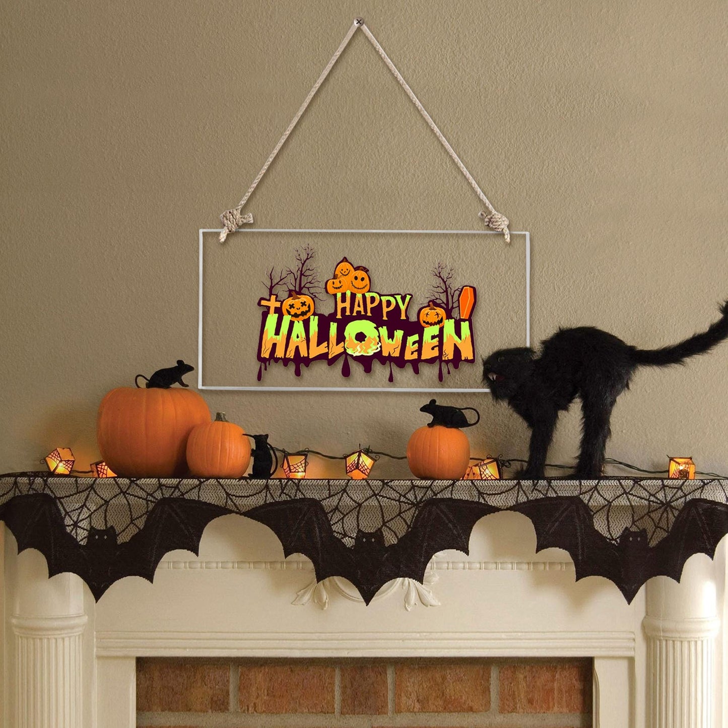 Halloween Door Sign - Halloween Acrylic Door Hanger with Twine - Pumpkin Ghost Acrylic Sign - Home Decoration - Halloween Gifts for Her