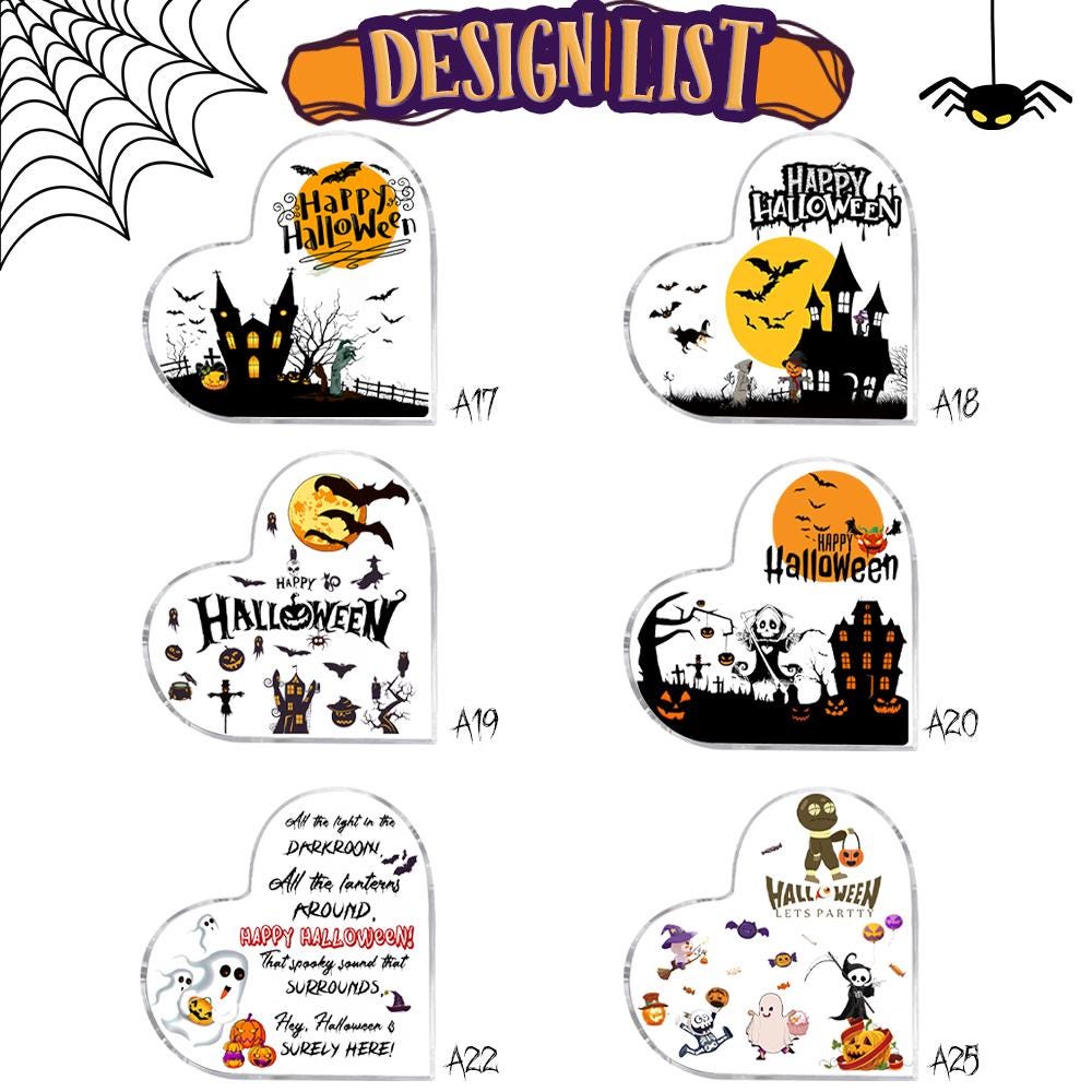 Halloween Acrylic Sign, Heart Shape Acrylic Stand, Ghost Bat Pumpkin Acrylic Keepsake, Acrylic Desktop Decoration, Halloween Gifts, Decor
