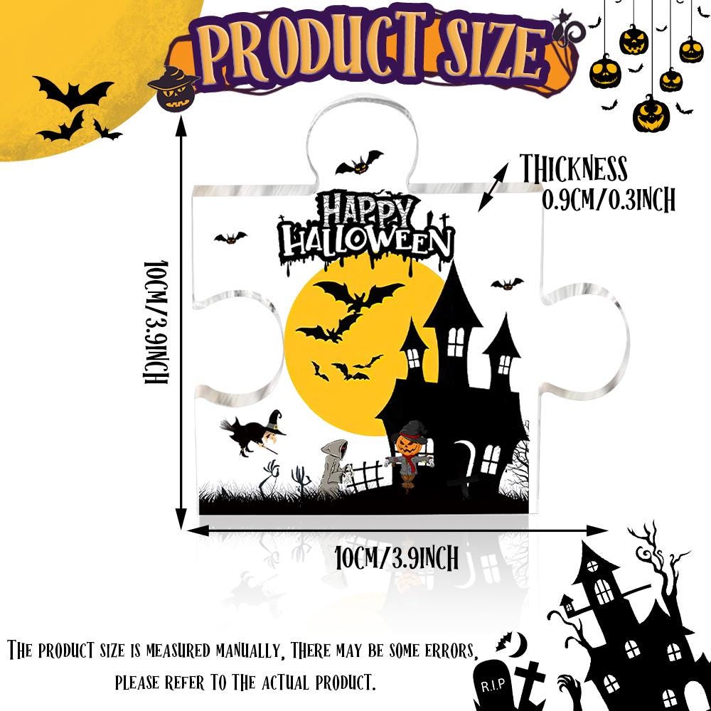 Halloween Acrylic Puzzle, Puzzle Acrylic Sign Decor, Halloween Acrylic Plaque, Ghost Acrylic Puzzle Plaque Block, Halloween Gifts for Her