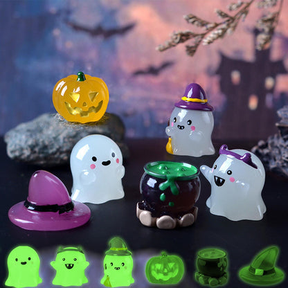 Cute Glowing Ghost Decor - Halloween Luminous Ghost Decor Set - Spooky Pumpkin Car Accessories - Ghost Luminous Decoration - Halloween Gifts