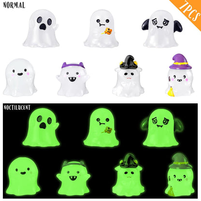 Cute Glowing Ghost Decor - Halloween Luminous Ghost Decor Set - Spooky Pumpkin Car Accessories - Ghost Luminous Decoration - Halloween Gifts