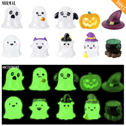 Cute Glowing Ghost Decor - Halloween Luminous Ghost Decor Set - Spooky Pumpkin Car Accessories - Ghost Luminous Decoration - Halloween Gifts